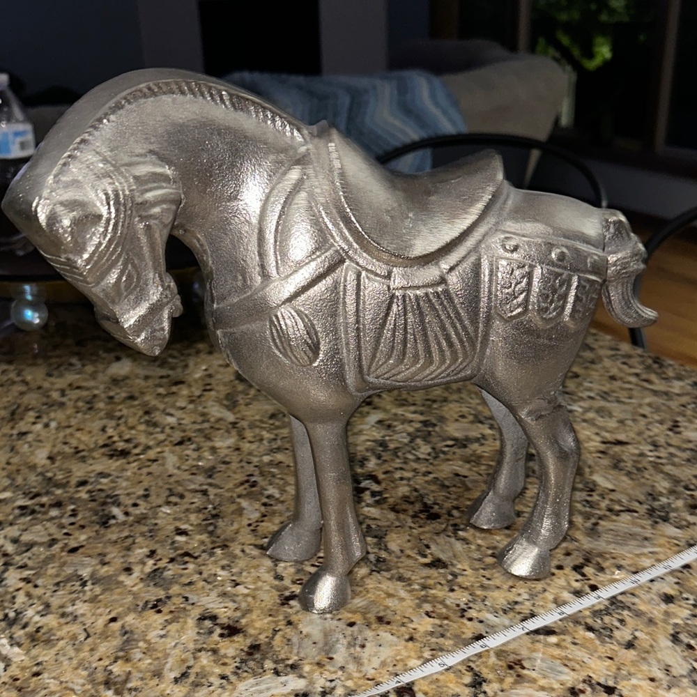 Silver Pewter 13” Decorative Horse Figurine